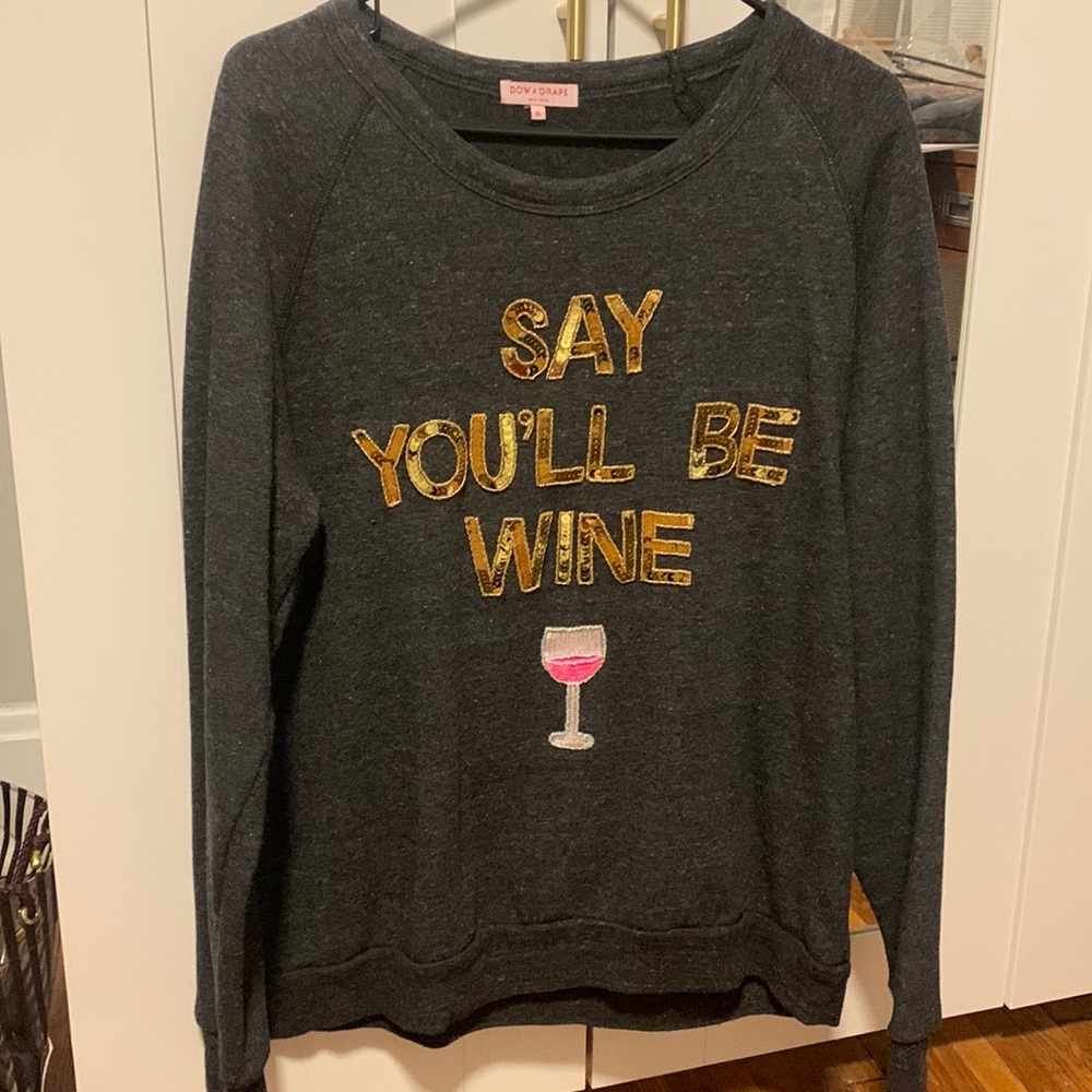 XL Bow and Drape Embellished Sweatshirt
